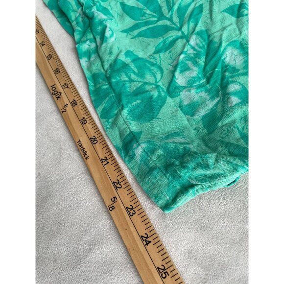 Caribbean Joe Mens XL Teal Hawaiian Floral Wood Buttons Shirt Washable Silk - Picture 5 of 8